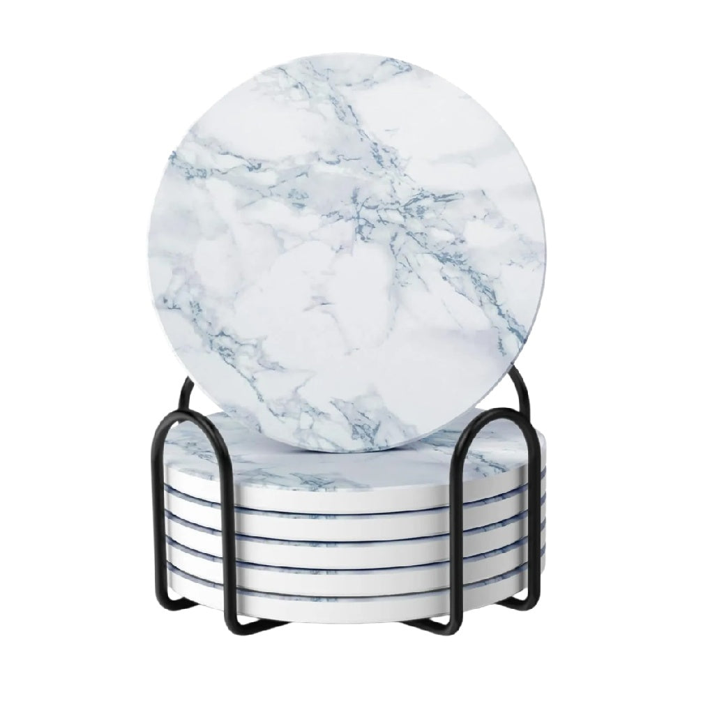 Sous-verres en marbre avec support en métal - 10 x 10 x 1