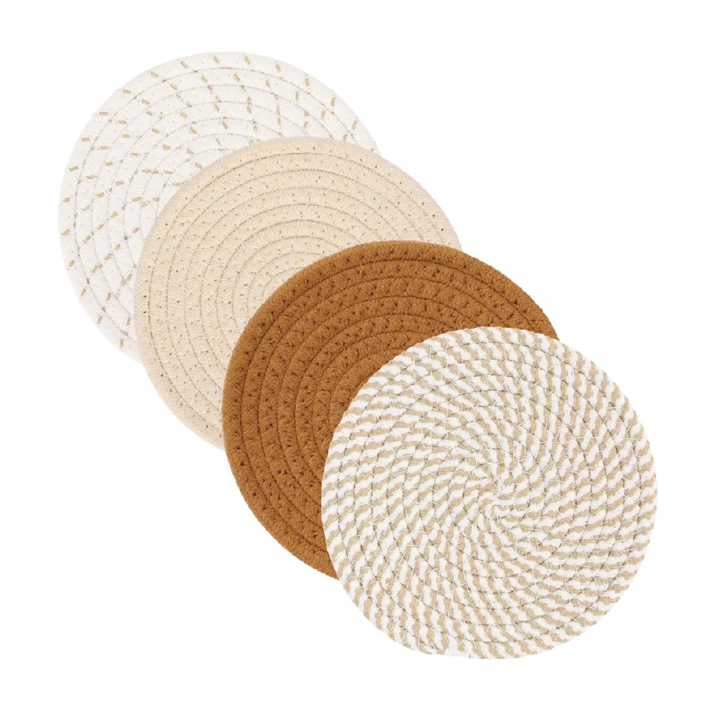 Sous-verres en jute pour table - protection contre la chaleur et l'humidité - matériau naturel - 25 x 25 x 1