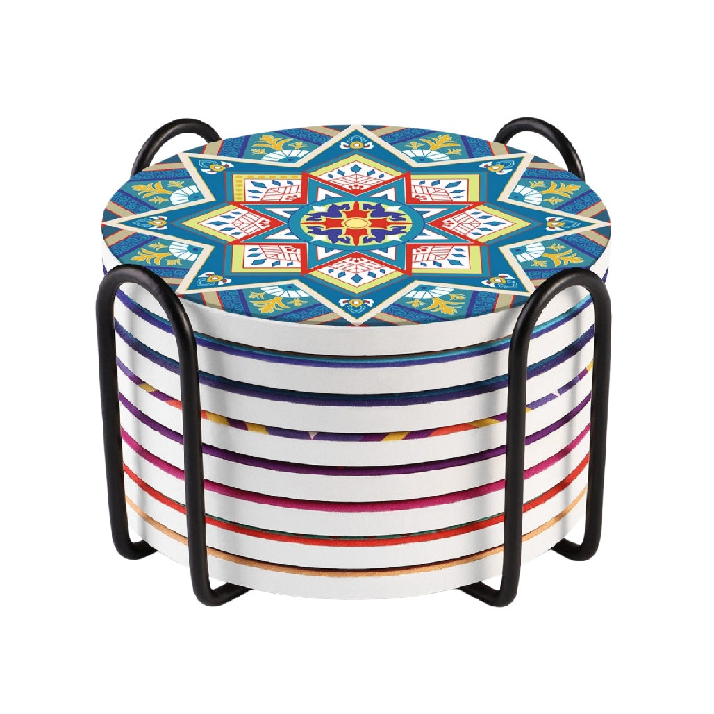 Table basse décorative en métal et céramique pour salon - 30 x 30 x 25